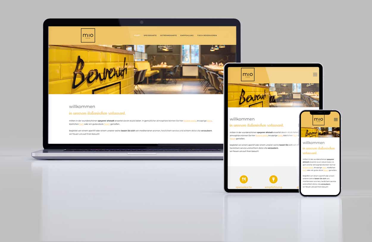 Webdesign für das italienische Restaurant Mio in der Speyerer Altstadt